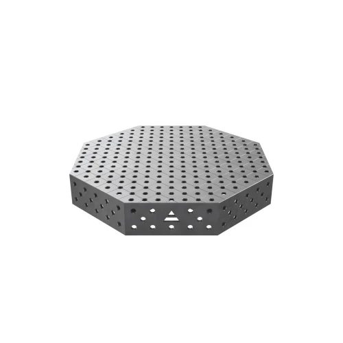 Masa sudura octogonala, GPPH, OCT, 28_DIAG_OCT_PRO_120x120, 1200x1200 mm, blat PRO 15 mm, gauri 28 mm, retea diagonala, robotizare