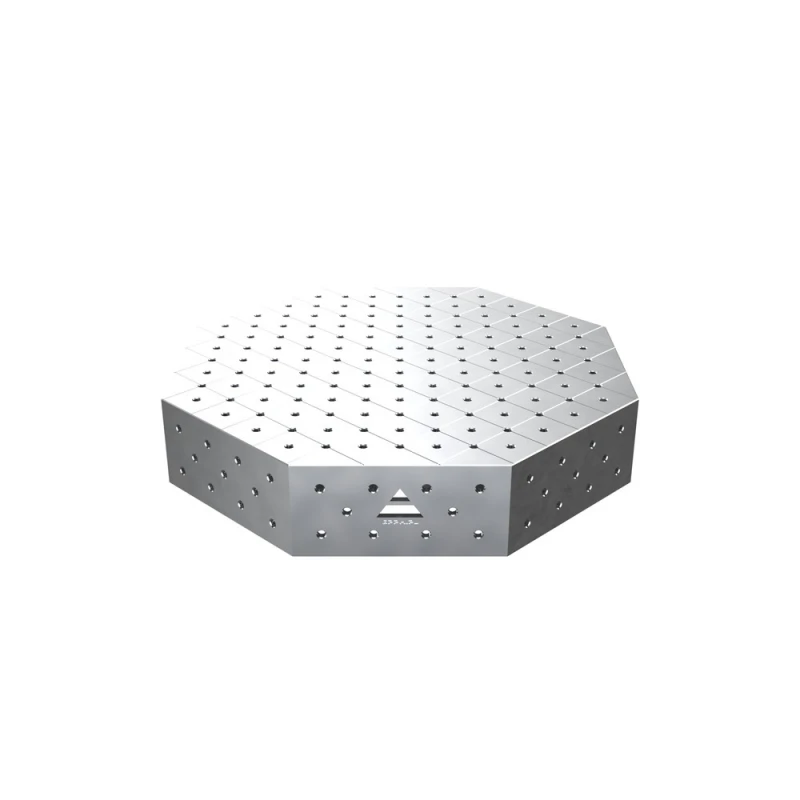Masa sudura octogonala, GPPH, OCT INOX, 1000x1000 mm, blat PLUS 12 mm, gauri 16 mm, retea diagonala