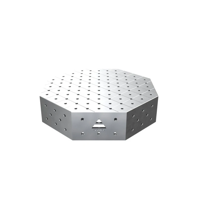 Masa sudura octogonala, GPPH, OCT INOX, 800x800 mm, blat PLUS 12 mm, gauri 16 mm, retea diagonala