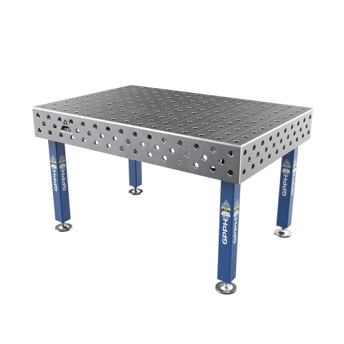 Masa sudura, GPPH, PLUS, 28_100x100_S_TWT_PLUS_150x100, 1500x1000 mm, blat 12 mm, gauri 28 mm, retea 100x100, pe picioare cu talpa