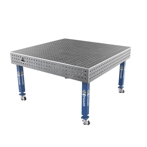 Masa sudura profesionala, GPPH, PLUS, 16_50x50_K_TWT_PLUS_150x148, 1500x1480 mm, blat 12 mm, gauri 16 mm, retea 50x50, pe roti