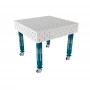 Masa sudura inox, GPPH, PLUS INOX, 16_DIAG_K_INOX_PLUS_100x100, 1000x1000 mm, blat 12 mm, gauri 16 mm, retea diagonala, pe roti