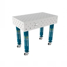 Masa sudura inox, GPPH, PLUS INOX, 16_DIAG_K_INOX_PLUS_100x60, 1000x600 mm, blat 12 mm, gauri 16 mm, retea diagonala, pe roti
