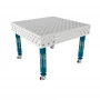 Masa sudura inox, GPPH, PLUS INOX, 28_DIAG_K_INOX_PLUS_120x120, 1200x1200 mm, blat 12 mm, gauri 28 mm, retea diagonala, pe roti