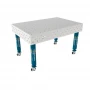 Masa sudura inox, GPPH, PLUS INOX, 16_100x100_K_INOX_PLUS_150x100, 1500x1000 mm, blat 12 mm, gauri 16 mm, retea 100x100, pe roti