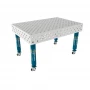 Masa sudura inox, GPPH, PLUS INOX, 28_DIAG_K_INOX_PLUS_150x100, 1500x1000 mm, blat 12 mm, gauri 28 mm, retea diagonala, pe roti