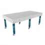 Masa sudura inox, GPPH, PLUS INOX, 28_100x100_K_INOX_PLUS_240x120, 2400x1200 mm, blat 12 mm, gauri 28 mm, retea 100x100, pe roti
