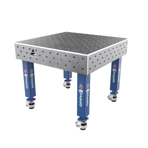 Masa sudura profesionala, GPPH, PRO, 16_100x100_K_TWT_PRO_100x100, 1000x1000 mm, blat 15 mm, gauri 16 mm, retea 100x100, pe roti