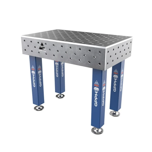 Masa sudura, GPPH, PRO, 16_DIAG_S_TWT_PRO_100x60, 1000x600 mm, blat 15 mm, gauri 16 mm, retea diagonala, pe picioare cu talpa