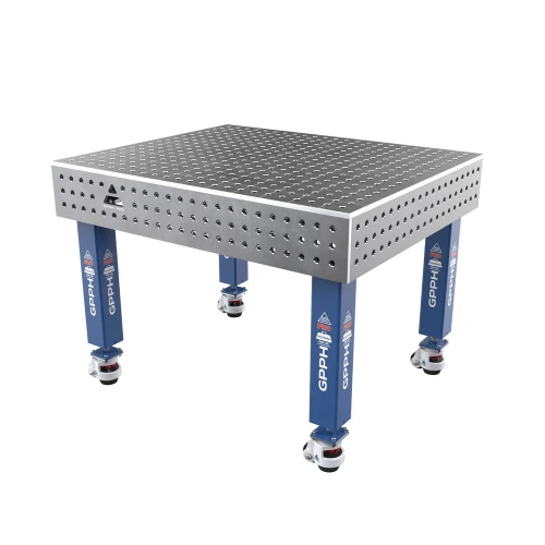 Masa sudura profesionala, GPPH, PRO, 16_50x50_K_TWT_PRO_120x100, 1200x1000 mm, blat 15 mm, gauri 16 mm, retea 50x50, pe roti