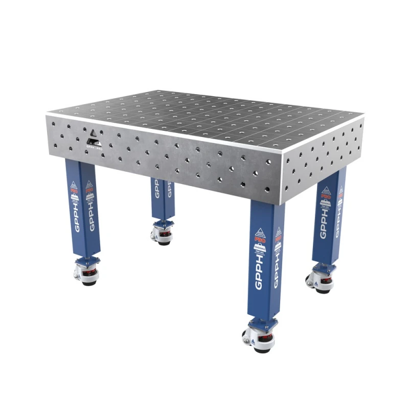 Masa sudura, GPPH, PRO, 1200x800 mm, blat 15 mm, gauri 16 mm, retea 100x100, pe roti