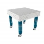 Masa sudura inox, GPPH, PRO INOX, 16_100x100_K_INOX_PRO_100x100, 1000x1000 mm, blat 15 mm, gauri 16 mm, retea 100x100, pe roti