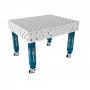 Masa sudura inox, GPPH, PRO INOX, 28_DIAG_K_INOX_PRO_120x100, 1200x1000 mm, blat 15 mm, gauri 28 mm, retea diagonala, pe roti