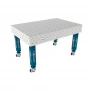 Masa sudura inox, GPPH, PRO INOX, 16_DIAG_K_INOX_PRO_150x100, 1500x1000 mm, blat 15 mm, gauri 16 mm, retea diagonala, pe roti