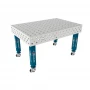Masa sudura inox, GPPH, PRO INOX, 28_100x100_K_INOX_PRO_150x100, 1500x1000 mm, blat 15 mm, gauri 28 mm, retea 100x100, pe roti