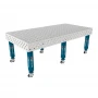 Masa sudura inox, GPPH, PRO INOX, 28_100x100_K_INOX_PRO_240x120, 2400x1200 mm, blat 15 mm, gauri 28 mm, retea 100x100, pe roti