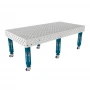 Masa sudura inox, GPPH, PRO INOX, 28_DIAG_K_INOX_PRO_240x120, 2400x1200 mm, blat 15 mm, gauri 28 mm, retea diagonala, pe roti