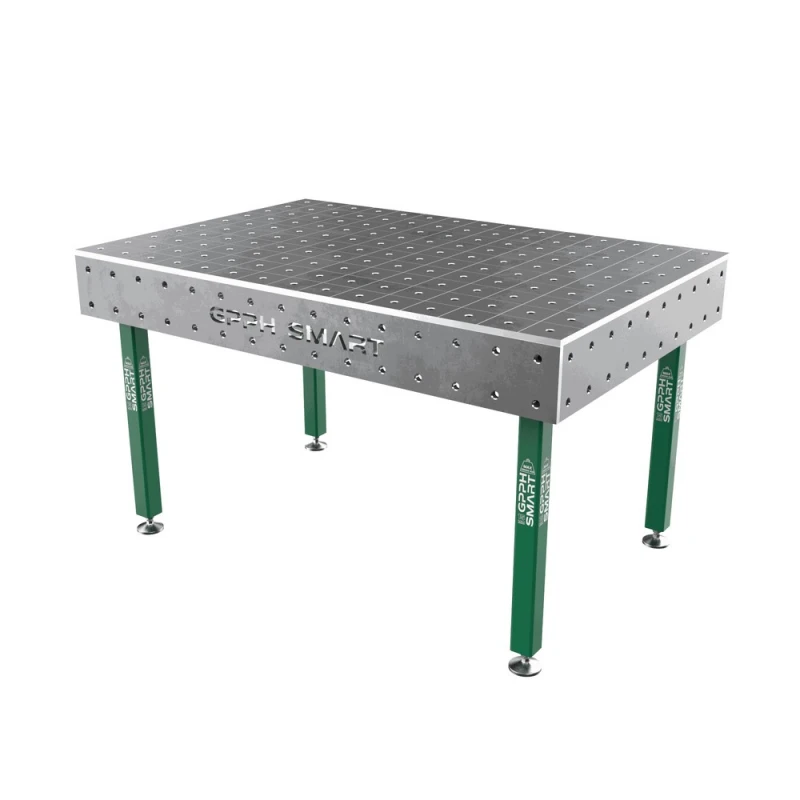 Masa sudura, GPPH, SMART 15, 1500x1000 mm, blat 15 mm, gauri 16 mm, retea 100x100, pe picioare cu talpa