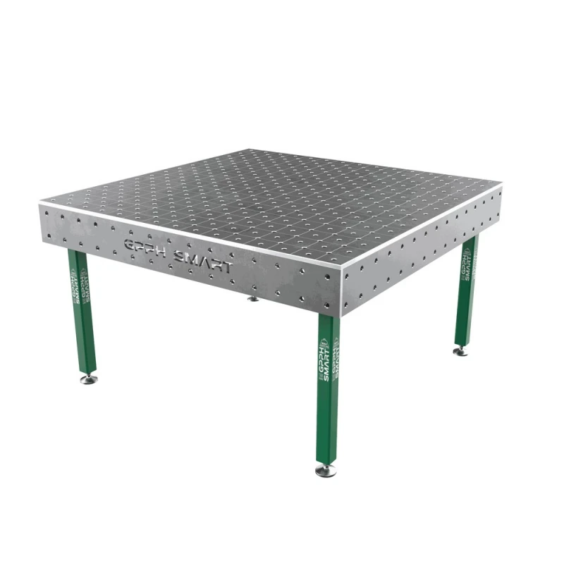 Masa sudura, GPPH, SMART 15, 1500x1480 mm, blat 15 mm, gauri 16 mm, retea diagonala, pe picioare cu talpa