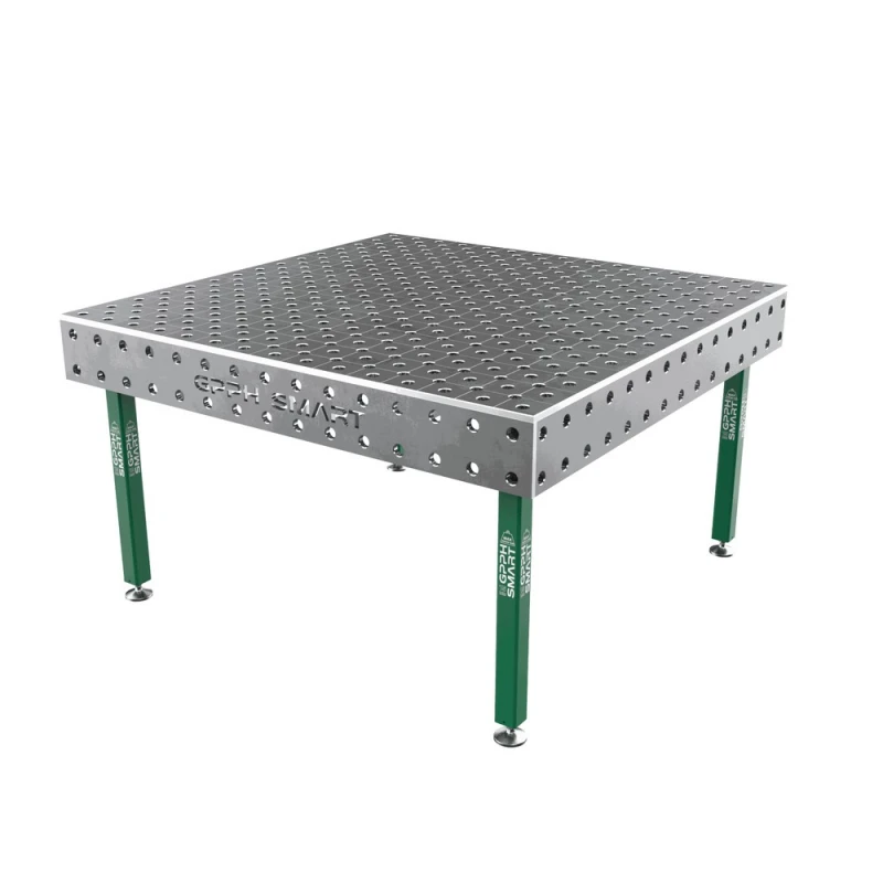 Masa sudura, GPPH, SMART 15, 1500x1480 mm, blat 15 mm, gauri 28 mm, retea diagonala, pe picioare cu talpa