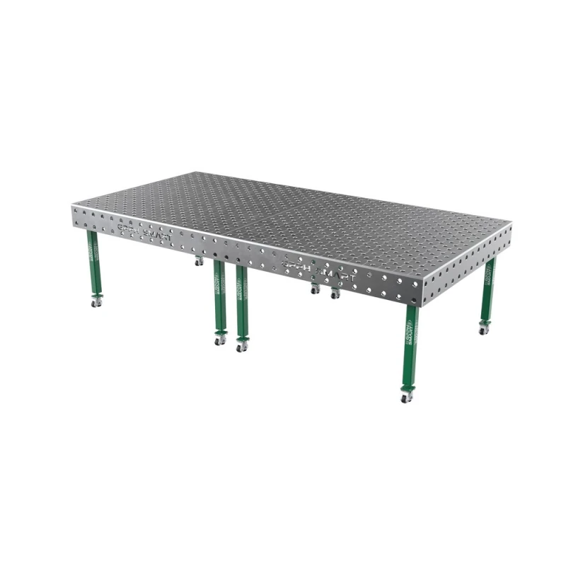 Masa sudura, GPPH, SMART 15, 3000x1480 mm, blat 15 mm, gauri 28 mm, retea diagonala, pe roti