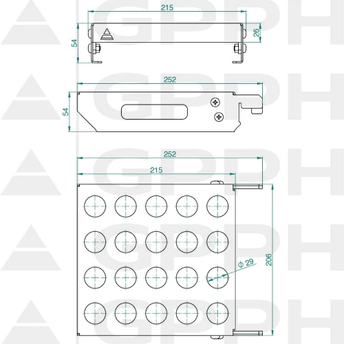 Raft mobil bolturi fixare masa sudura, GPPH, 28_SH_002, marime M, 20 bolturi, sistem orificii 28 mm, 252x206x54 mm