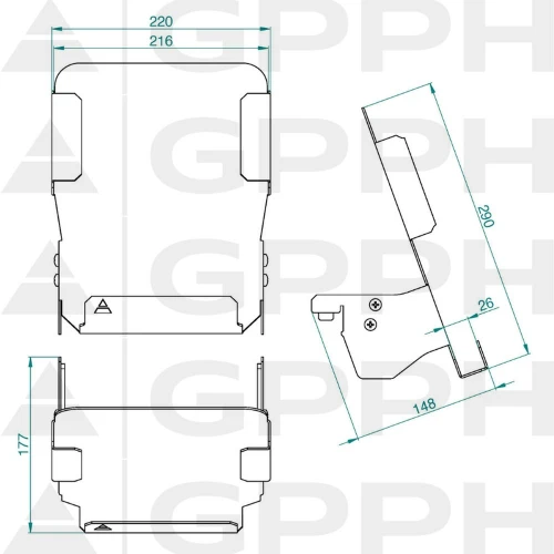 Raft mobil documentatie masa sudura, GPPH, 16_SH_009, sistem orificii 16 mm, 220x177x148 mm, suport desene