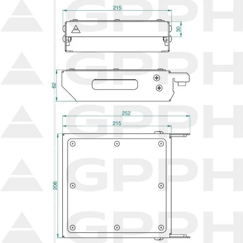 Raft plat mobil scule masa sudura, GPPH, 16_SH_007, marime L, sistem orificii 16 mm, 252x306x62 mm, blat tabla striata