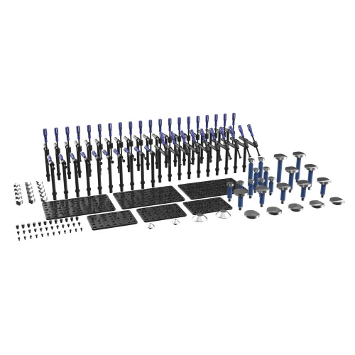 Set scule fixare tevi masa sudura, GPPH, MASTER 16_PIPE_TOOL_SET_MASTER, sistem orificii 16 mm, 124 elemente, cleme, prisme, placi
