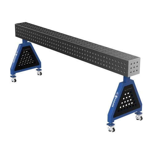 Suport sudura TRESTLE PLUS 2400x200x200 mm, GPPH, 16_50x50_K_TRESTLE_PLUS_240x20x20, pe roti, orificii 16 mm, grila 50x50 mm