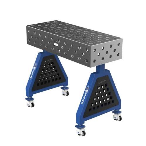 Suport sudura TRESTLE PRO 1000x400x200 mm, GPPH, 28_DIAG_K_TRESTLE_PRO_100x40x20, pe roti, orificii 28 mm, grila diagonala