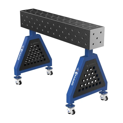 Suport sudura TRESTLE PRO 1200x200x200 mm, GPPH, 16_DIAG_K_TRESTLE_PRO_120x20x20, pe roti, orificii 16 mm, grila diagonala