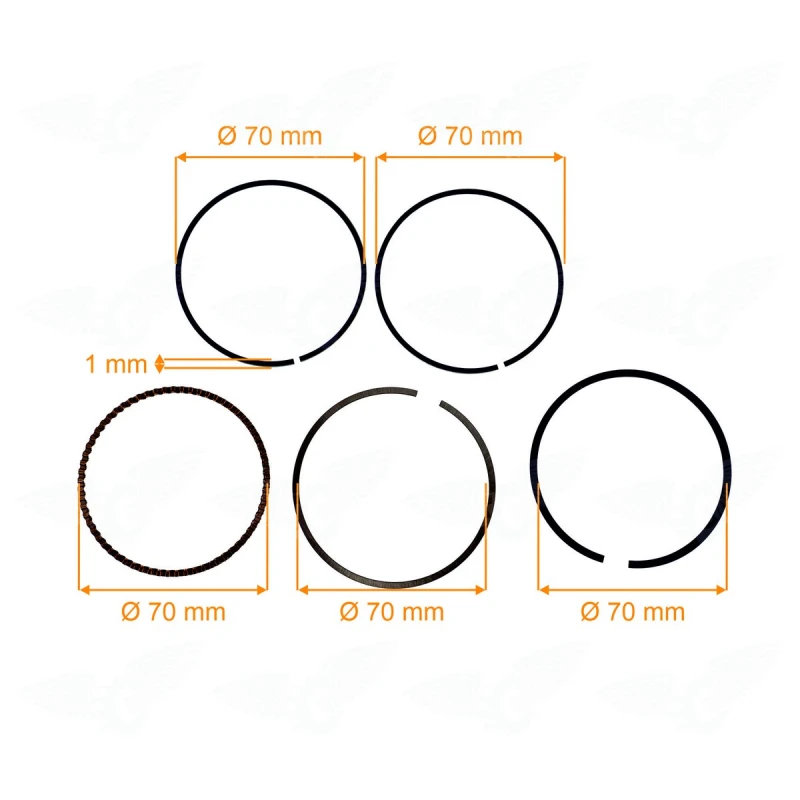 Set segmenti d70 g1 mm, RURIS, cod ps170f-4-8a