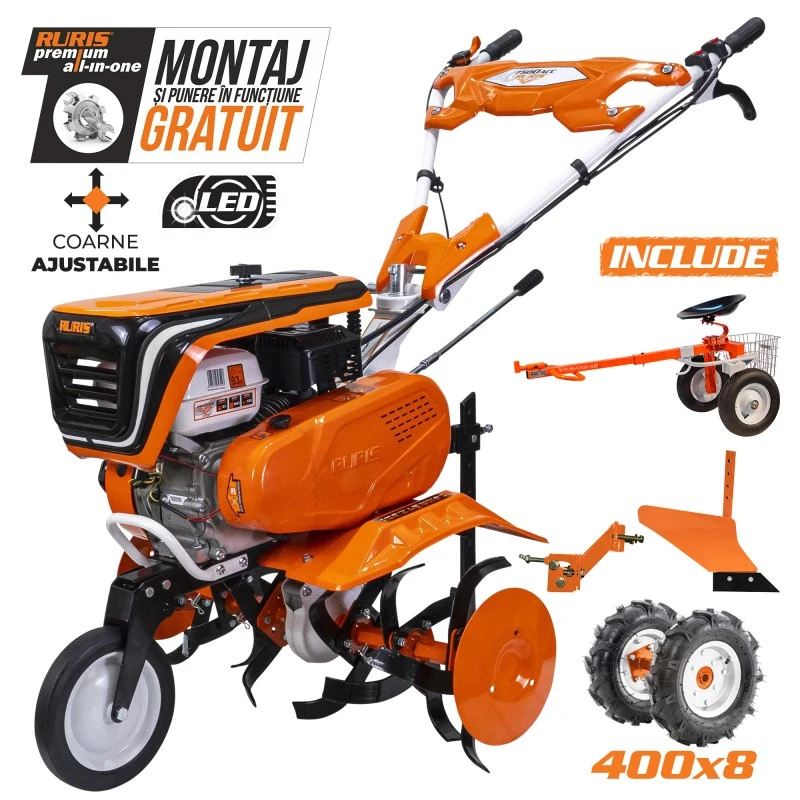 Motosapa RURIS 7500 ACC2 + roti cauciuc 4.00-8 + plug + adaptor + accesoriu tractat 7CP Motosapa RURIS 7500 ACC2 + roti cauciuc 4.00-8 + plug + adaptor + accesoriu tractat 7CP