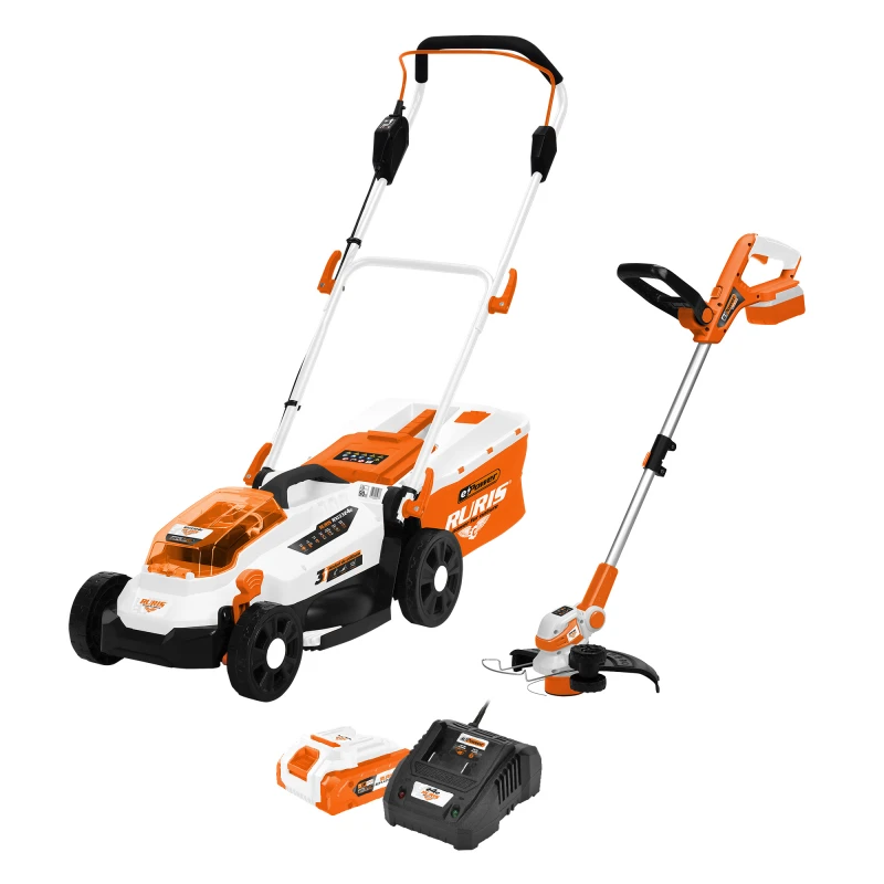 pachet - peluza perfecta {masina de tuns gazon ruris rxi3324e + trimmer ruris 2024e + kit acumulator+incarcator ruris alfa up 2424e}