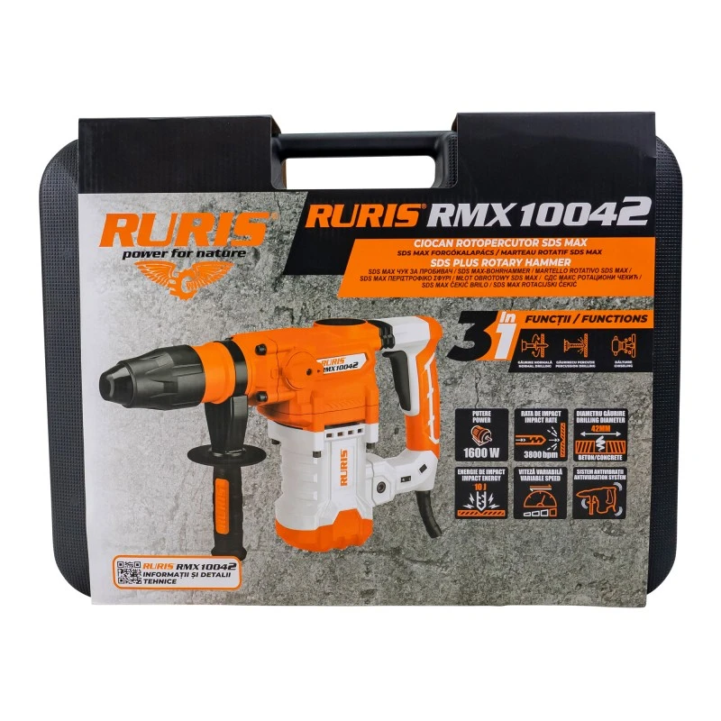Ciocan rotopercutor SDS Max RURIS RMX 10042 1600 W Ciocan rotopercutor SDS Max RURIS RMX 10042 1600 W