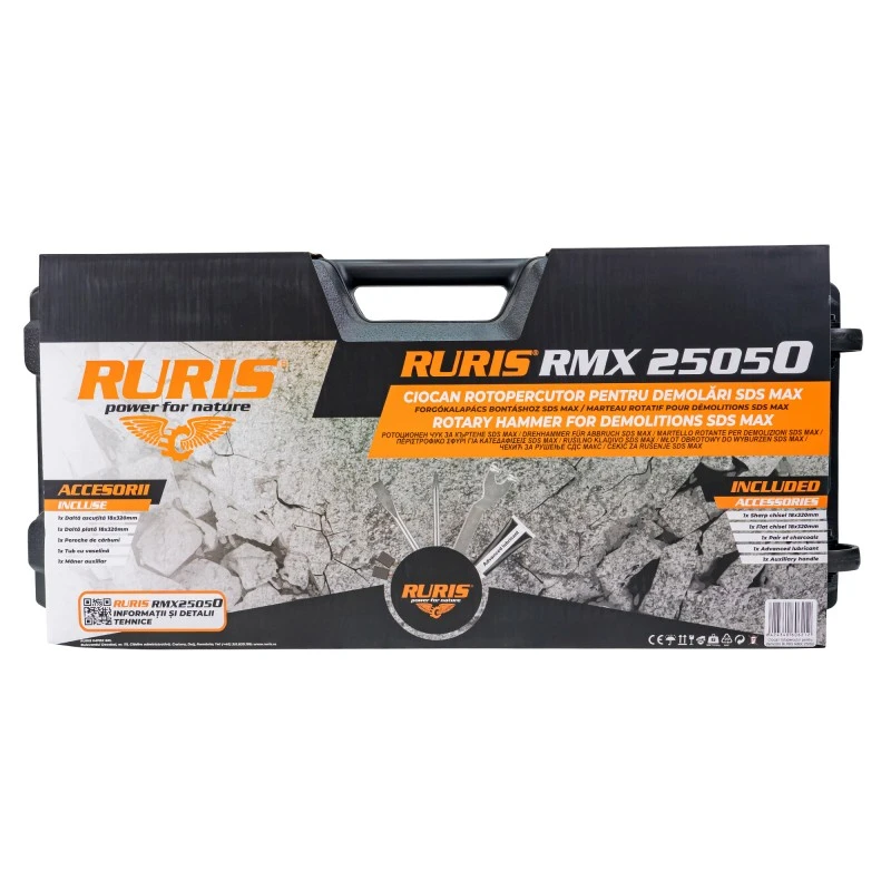 Ciocan rotopercutor pentru demolari SDS Max RURIS RMX 25050 1700 W Ciocan rotopercutor pentru demolari SDS Max RURIS RMX 25050 1700 W