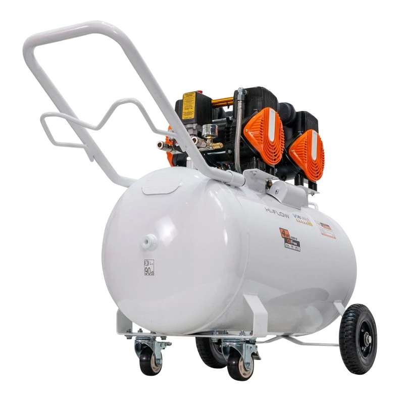 Compresor Silentios RURIS Silent Power 10000 OilFree – 3000W, 100L, 528 l/min, 8 Bar, Fara Ulei, 2 Cilindri, 2 Iesiri