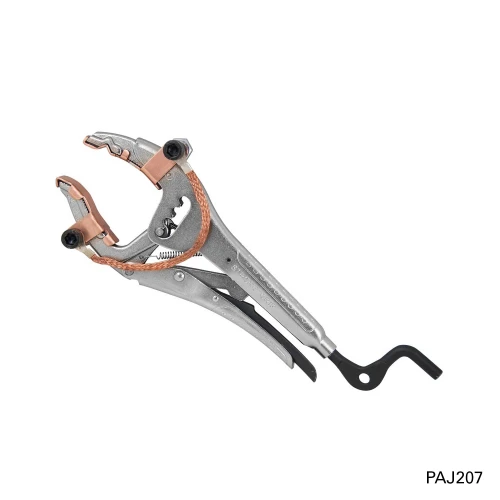 Cleste Big Mouth, Strong Hand, PAJ207, banda impamantare cupru 250 A, prindere 6-75 mm, falci lungi 64 mm, manivela