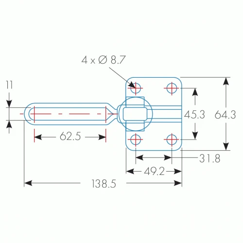 Clema toggle verticala adaptor masa sudura, Strong Hand, T28-97071, Alpha 28, bara 105 grade, gauri 28 mm
