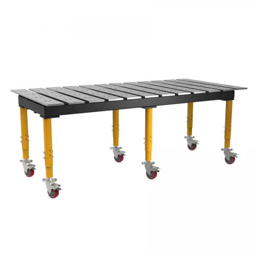Masa sudura profesionala, Strong Hand, TMRC625125SV, 2560 x 1250 mm, fante 40 mm, blat standard, reglabila 685-939 mm, roti
