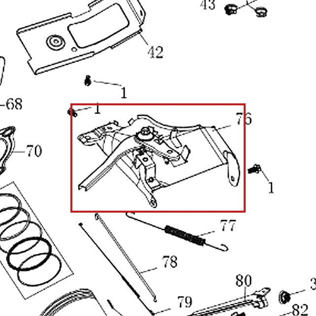 Ansamblu brat acceleratie motor FC192 RURIS, pozitia 76 pe plansa