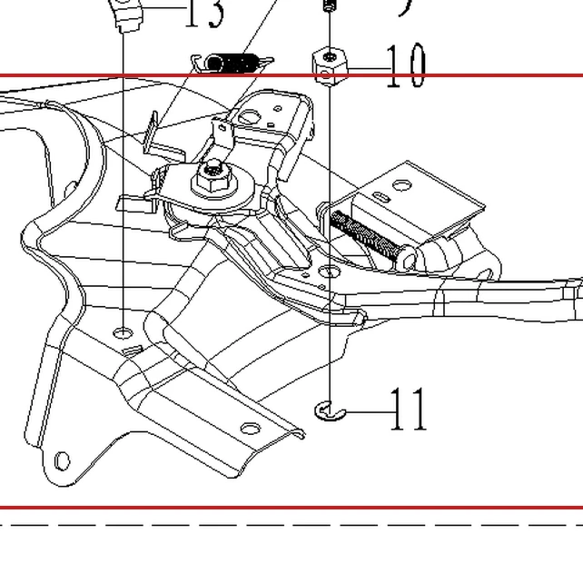 Ansamblu maneta acceleratie RURIS RXD 1700 masina defrisat, pozitia 1 plansa 18