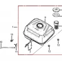 Ansamblu rezervor motor scarificator gazon RURIS RXH999, plansa 20 pozitia 1, cod psrxh999-20-1