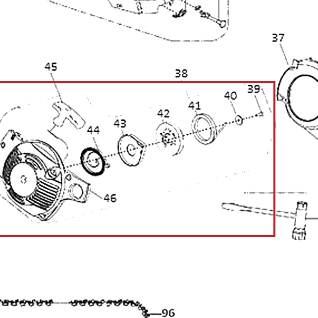 Ansamblu starter motoferastrau RURIS DAC 401S, pozitia 38 plansa 1