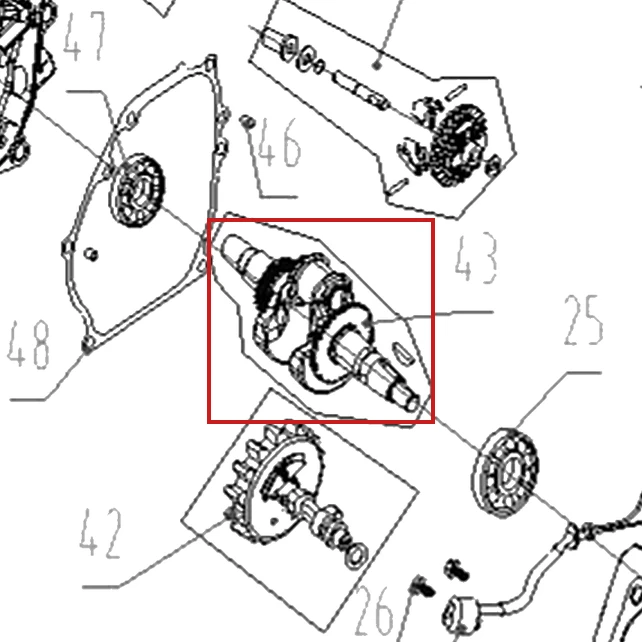 Arbore motor motosapa RURIS 701KS, pozitia 43 pe plansa