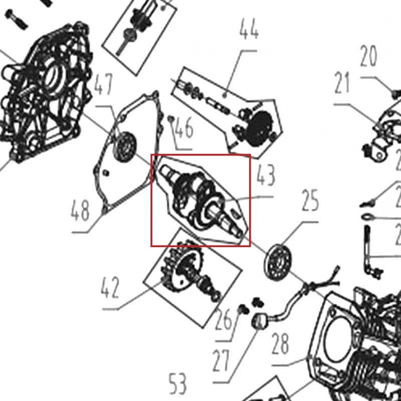 Arbore motor motocultor RURIS 731K, pozitia 43 pe plansa