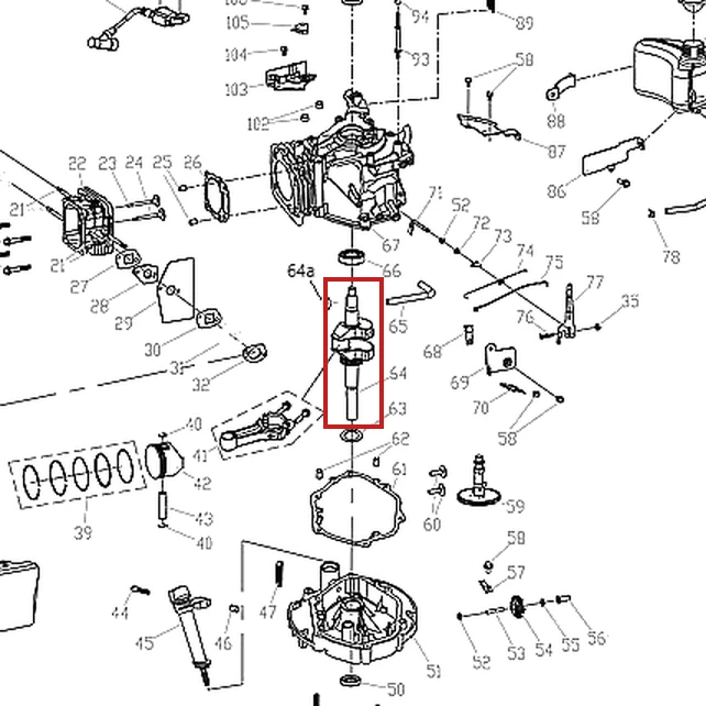 Arbore motor RURIS DAC 130XL masina tuns gazon, pozitia 64 plansa motorului