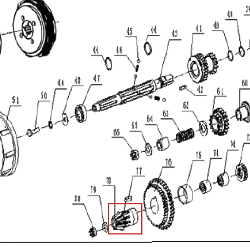 Ax (9 dinti) motosapa RURIS 1001KSD, pozitia 78 pe plansa