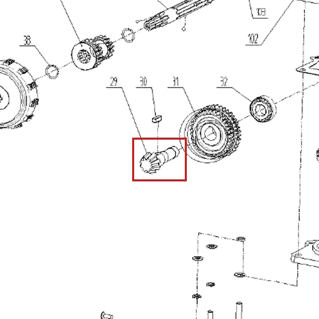 Ax pinion conic RURIS 731K motosapa, pozitia 29 plansa 2